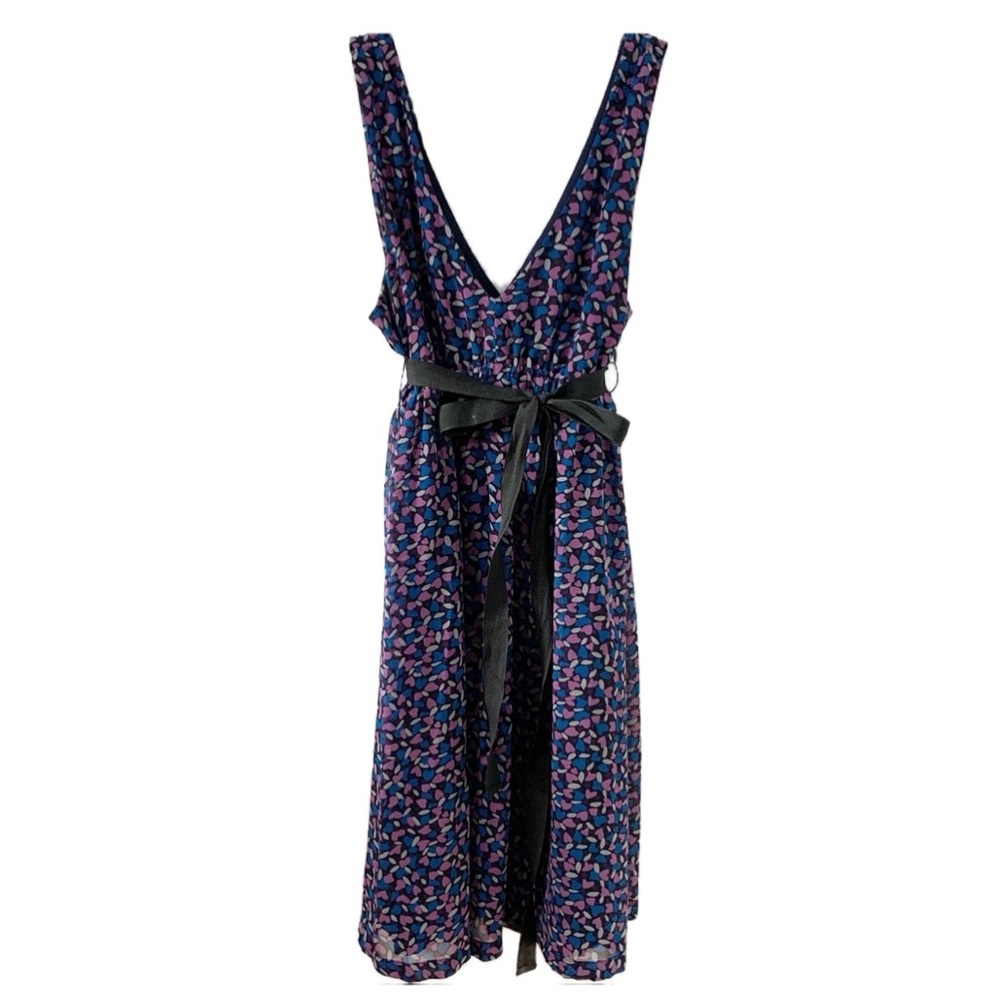 American Eagle Outfitters Sleeveless Dress Ribbon Sash Belt Deep V Front & Back